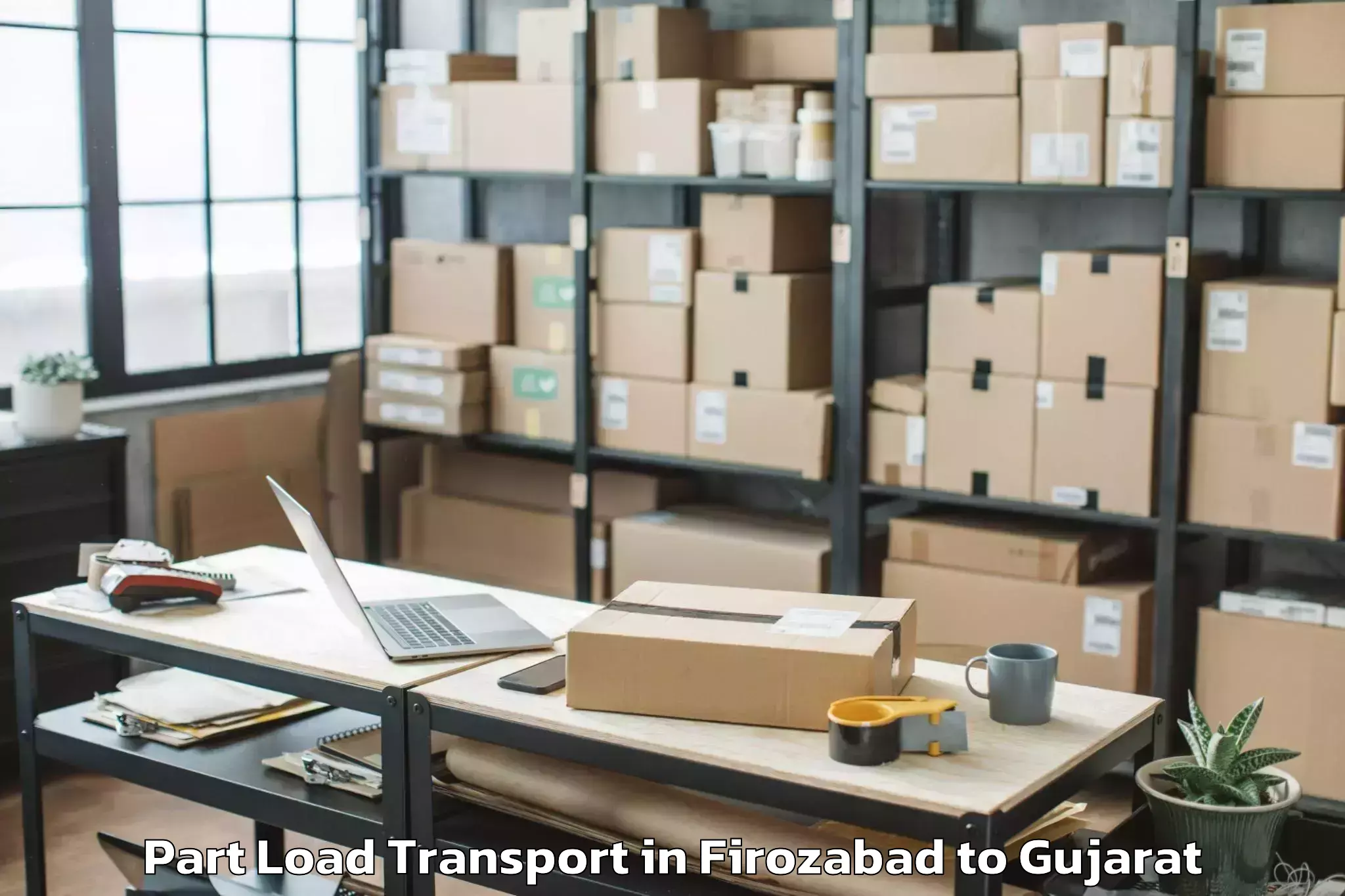 Top Firozabad to Jamkandorna Part Load Transport Available